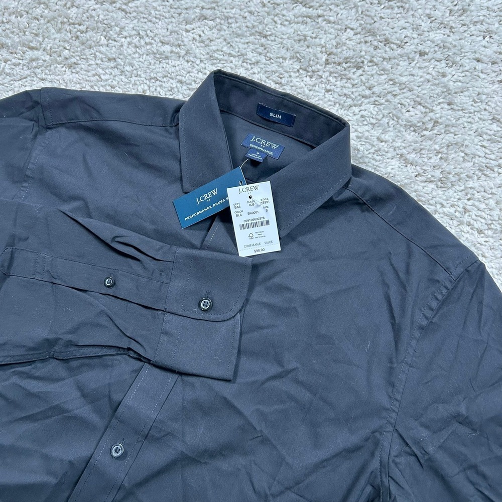 J.Crew Performance Dress Shirt Small Black Slim Fit 2-Way Stretch New with Tags